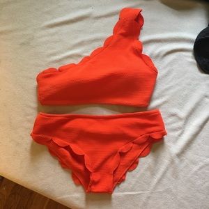 Orange/Red Scalloped Bikini Set